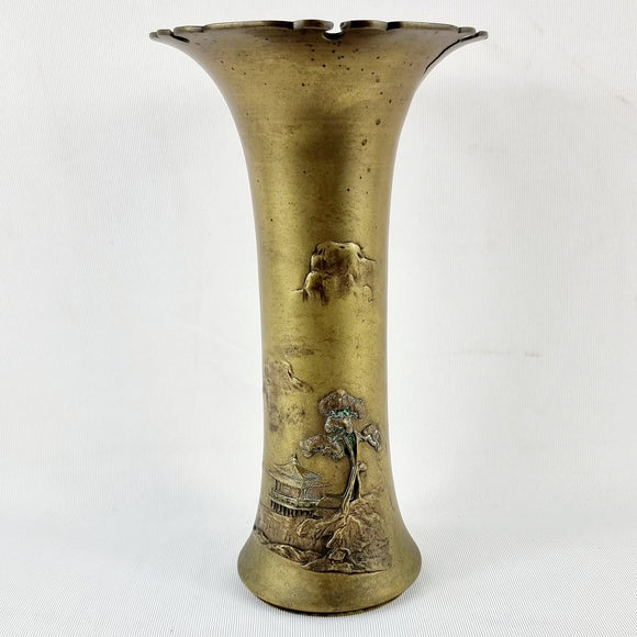 Antique Japanese Spelter splayed Vase.