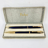 Parker Duofold Reg TM 5. 14ct Gold Nib Fountain Pen and Pencil Set.