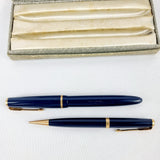 Parker Duofold Reg TM 5. 14ct Gold Nib Fountain Pen and Pencil Set.