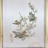 Antique Pair of Japanese Silk Embroidery of Birds Kyoto