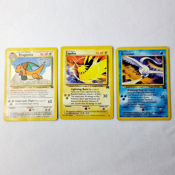 Pokemon Cards Black Star Promo Gold Stamp Dragonite, Zapdos and Articuno
