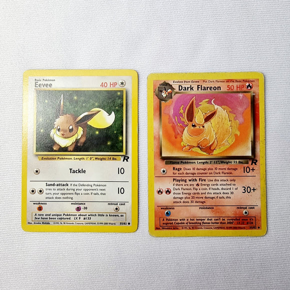 Pokemon Cards Team Rocket Dark Flareon 35/82, Eevee 55/82