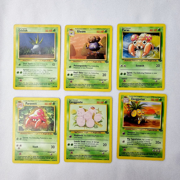 Pokemon Cards Jungle Set Exeggutor, Exeggcute, Gloom. Oddish, Parasect, Paras