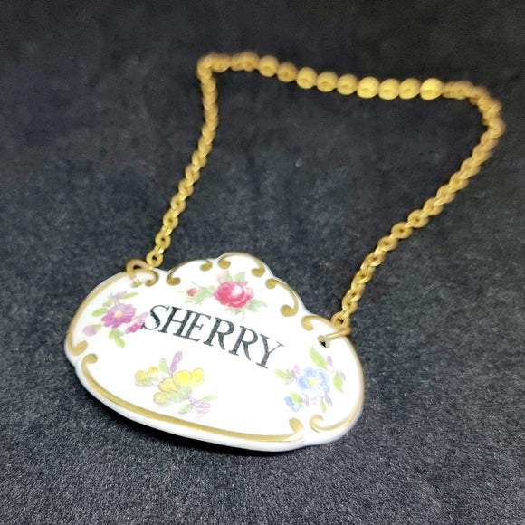 Antique Porcelain Sherry Decanter Label By Hammersley And Co.