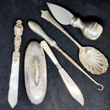 Antique Silver Items, Page Turner, Spoon, Cheese Slice, Nail Buffer, Button Hook