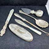 Antique Silver Items, Page Turner, Spoon, Cheese Slice, Nail Buffer, Button Hook