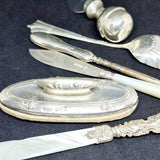 Antique Silver Items, Page Turner, Spoon, Cheese Slice, Nail Buffer, Button Hook