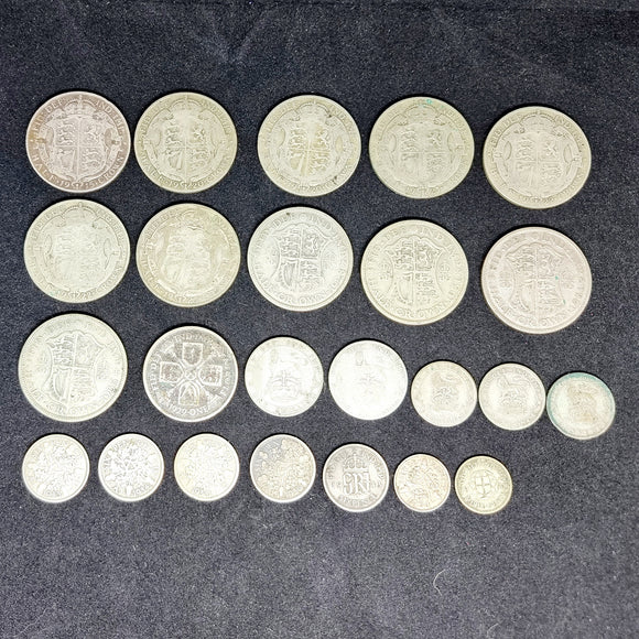 Antique Bundle Silver Half Crowns, Florins, Shillings, Sixpence And Threepence