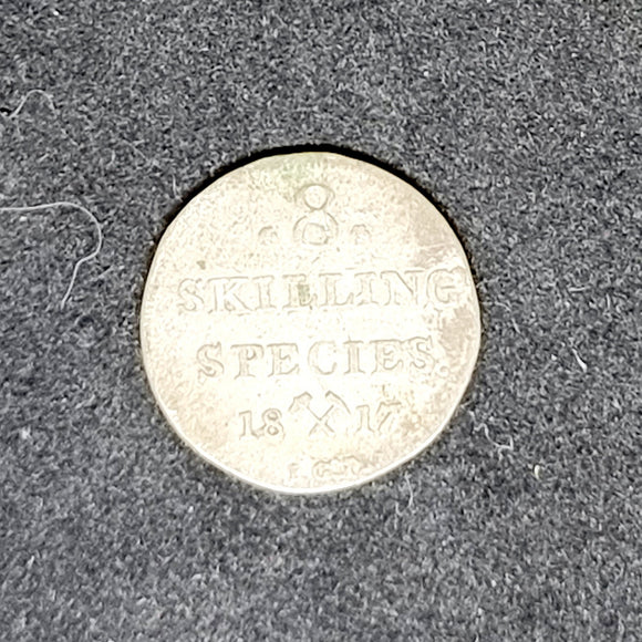 Rare 1817 Norway 8 Skilling Species Coin