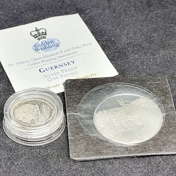 1997 Silver Proof Guernsey £1 And Silver V.E.Day Coin