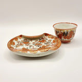 Antique Japanese 19th Century Satsuma Plate and Cup with Character Marks