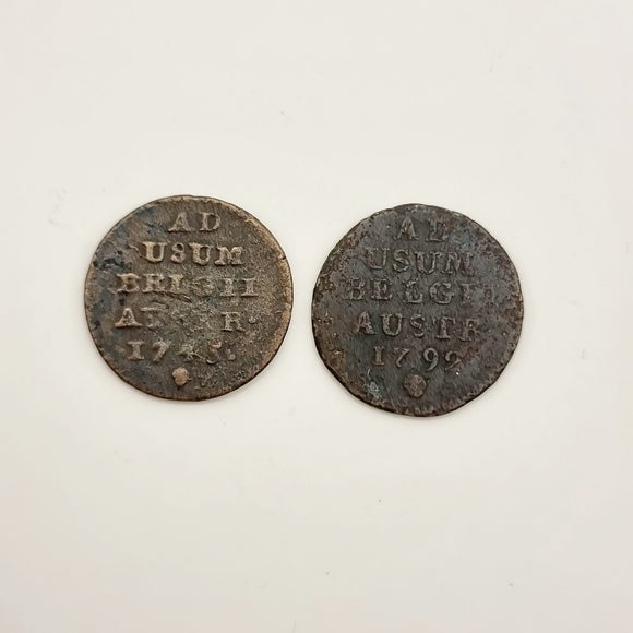 1745 Maria Theresa 1 Liard and 1792 Francis II 1 Liard Austrian Coins