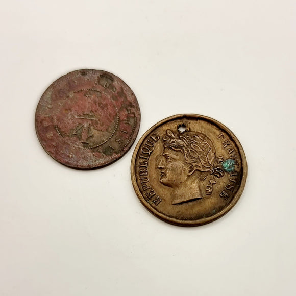 Cyprus Queen Victoria Quarter Piastre 1898 And Republique Francaise Medal