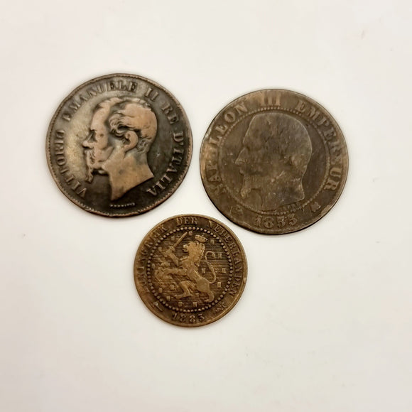 5 Centesimi 1861, 1 Cent Netherlands 1885 And 1855 Centimes