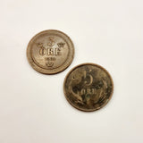 1902 Swedish 5 Ore Oscar II And Denmark 5 Ore 1898