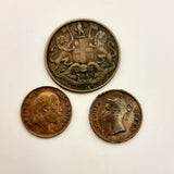 1835 East India Company One Quarter Anna, 1/4 Cent 1845 And 1910 1/12 Anna
