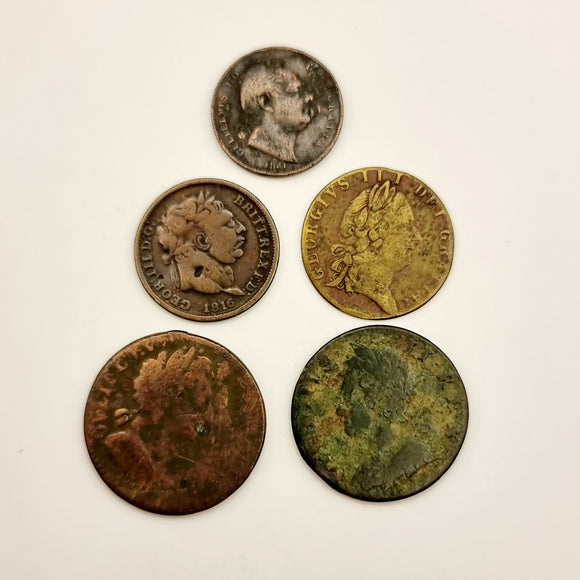 A Collection Of 5 Georgian Coins 1790, 1816, 1752 And 1831