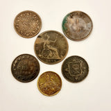 Bundle Of 6 Antique Victorian Coins From Around The World 1837, 1866, 1883,...