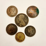 Bundle Of 6 Antique Victorian Coins From Around The World 1837, 1866, 1883,...