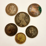 Bundle Of 6 Antique Victorian Coins From Around The World 1837, 1866, 1883,...