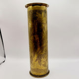 Antique World War 1 Etched Trench Art Artillery Shell WWI