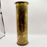 Antique World War 1 Etched Trench Art Artillery Shell WWI