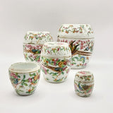 Set of 5 Antique Chinese Cantonese Famille Rose Graduating Storage Jars