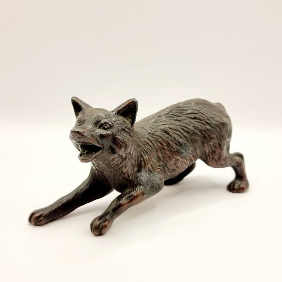 Antique 19th Century Japanese Bronzed coloured Spelter Wolf