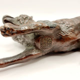 Antique 19th Century Japanese Bronzed coloured Spelter Wolf