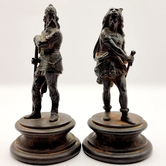 Pair of 19th Century Bronze Medieval Nordic Warriors