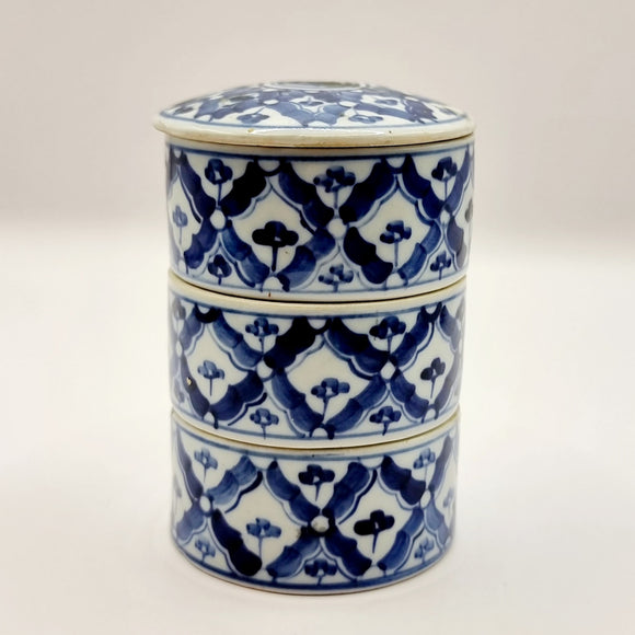 Antique 19th Century Chinese Blue and White Porcelain Stacking Box