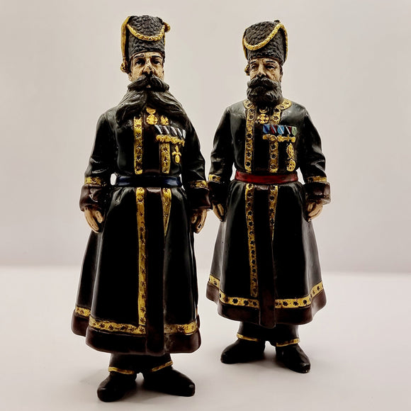 Pair of Bronze Signed Russian Cossack Figures in the Manner of Faberge