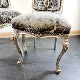 Pair of French Crushed Velvet Grey and Silver Chairs