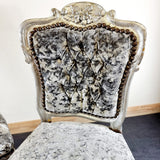 Pair of French Crushed Velvet Grey and Silver Chairs