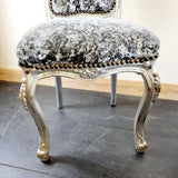 Pair of French Crushed Velvet Grey and Silver Chairs