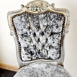 Pair of French Crushed Velvet Grey and Silver Chairs