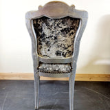 Pair of French Crushed Velvet Grey and Silver Chairs