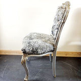Pair of French Crushed Velvet Grey and Silver Chairs
