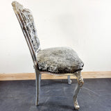 Pair of French Crushed Velvet Grey and Silver Chairs