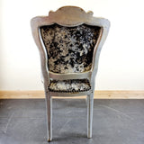 Pair of French Crushed Velvet Grey and Silver Chairs