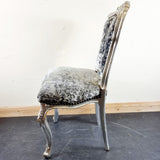 Pair of French Crushed Velvet Grey and Silver Chairs