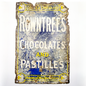 Antique Rowntrees Chocolate Enamel Advertising Sign.