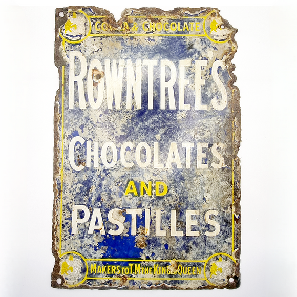 Antique Rowntrees Chocolate Enamel Advertising Sign.