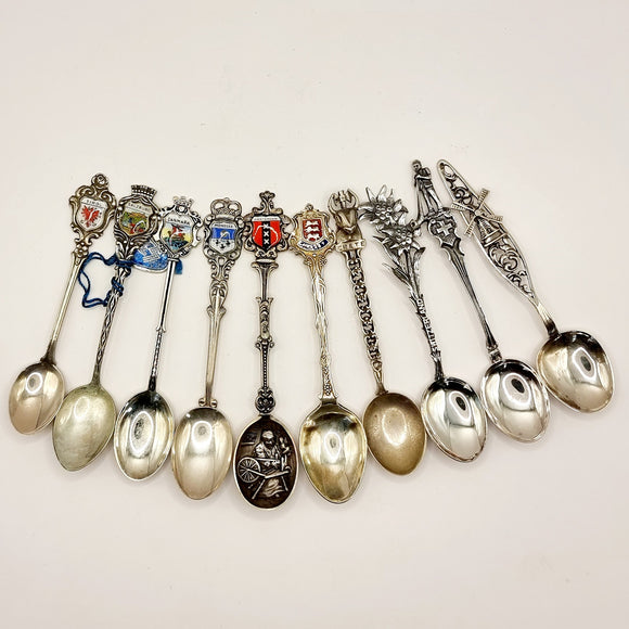 10 Silver Enamel Souvenir Collectors Tea Spoon.