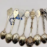 10 Silver Enamel Souvenir Collectors Tea Spoon.