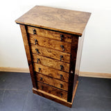 Antique Early 20th Century Burr Walnut Veneered Wellington Chest of Drawers.