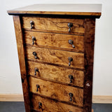 Antique Early 20th Century Burr Walnut Veneered Wellington Chest of Drawers.