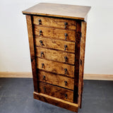 Antique Early 20th Century Burr Walnut Veneered Wellington Chest of Drawers.