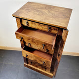 Antique Early 20th Century Burr Walnut Veneered Wellington Chest of Drawers.