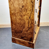 Antique Early 20th Century Burr Walnut Veneered Wellington Chest of Drawers.